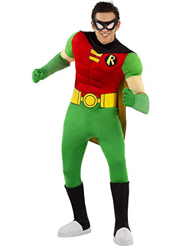 Funidelia | Disfraz de Robin Oficial para Hombre Talla XL ▶ Chico Maravilla, Superhéroes, DC Comics - Color: Verde - Licencia: 100% Oficial - Divertidos Disfraces y complementos