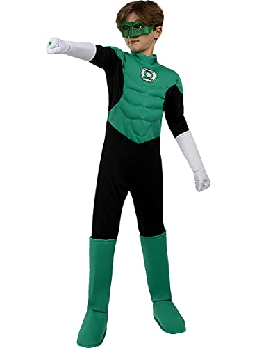 Funidelia | Disfraz Linterna Verde para niño ▶ Superhéroes, DC Comics, Green Lantern - Disfraz para niños y divertidos accesorios para Fiestas, Carnaval y Halloween - Talla 3-4 años - Verde