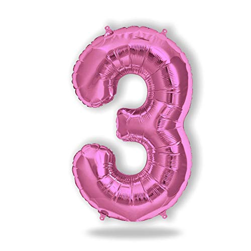 FUNXGO Globo Numero 3 rosa - Globo gigante - Globos de Cumpleãnos 3 - rosa globo 3 años cumpleaños - Decoracion 3 Cumpleaños - Adecuado para cumpleaños, fiestas sorpresas, graduaciones y fiestas…