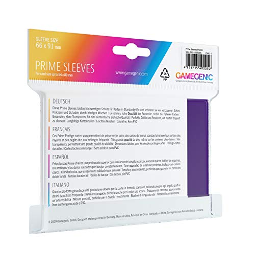 GAMEGEN!C- Pack Prime Sleeves Purple (100), Color (GGS10021ML)