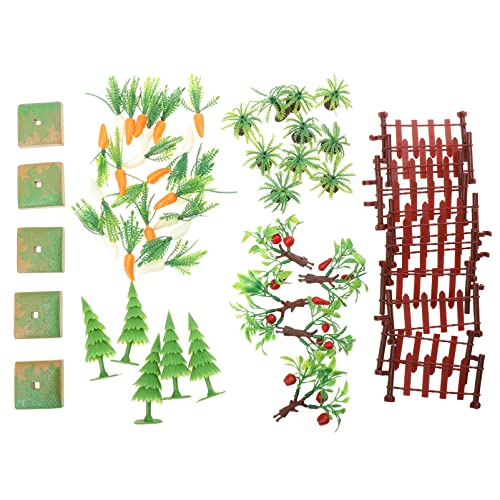 GANAZONO Play Farm Accesories Juego de Juguetes 1 Set Mini Tree Fence Figure Horse Fence Playset Stable Playset Incluye La Cerca de Plástico Árboles Frutales Regalo Educativo para Niños