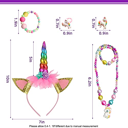 GEEKEO Falda Tutu Arcoiris para Niña, Disfraz Unicornio Niña con Falda Tutu Tul Colores Diadema Unicornio para Niñas Regalo De Cumpleaños,Ballet Baile,Fiesta de Cosplay Carnaval (2-8 años) (M,25CM)