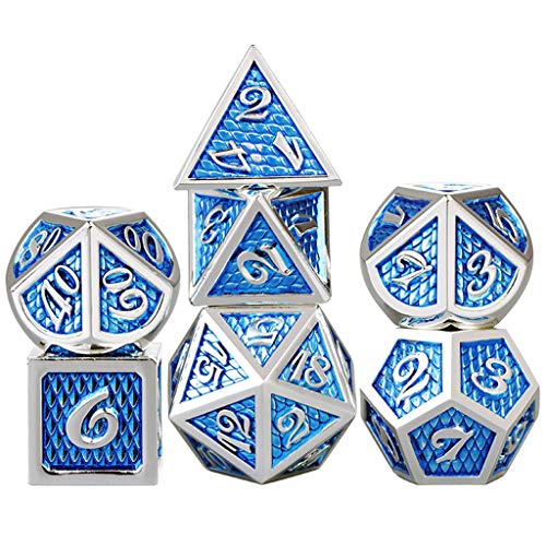 geneic 7pcs/set Juego de dados de metal RPG MTG DND Metal Polyhedral dados juegos de rol