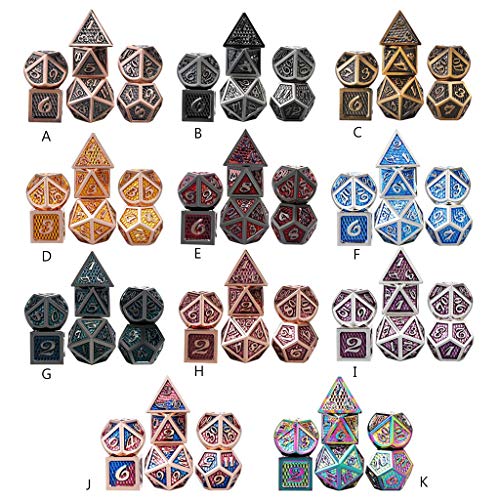 geneic 7pcs/set Juego de dados de metal RPG MTG DND Metal Polyhedral dados juegos de rol