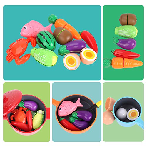 GILOBABY Cocina Juguete ， 23 Piezas Accesorios de Cocina Juguetes，Juguetes para Cortar Frutas y Verduras，Regalos para 3 4 5 6 7 8niños