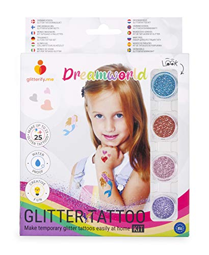 Glitterify Me Mundo de ensueño – Kit de Tatuajes de Purpurina para niñas – Hecho en la UE, Calidad cosmética