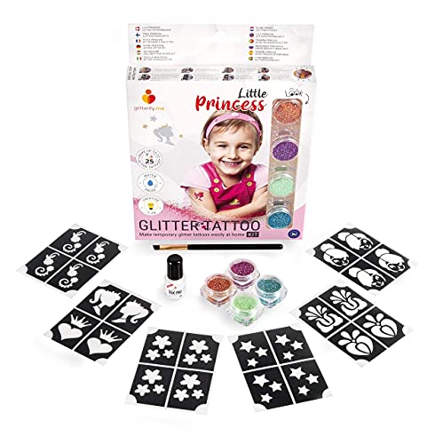 Glitterify Me Pequeña Princesa – Kit de Tatuajes de Purpurina para niñas – Hecho en la UE, Calidad cosmética