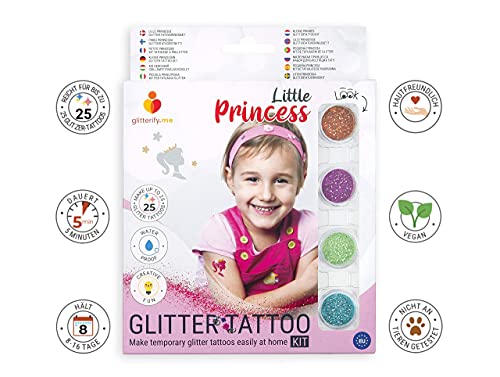 Glitterify Me Pequeña Princesa – Kit de Tatuajes de Purpurina para niñas – Hecho en la UE, Calidad cosmética