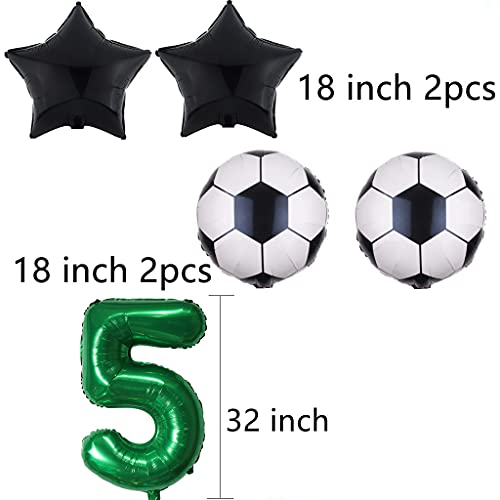 Globos de fútbol para decoración de cumpleaños número 15, globos de 32 pulgadas, globos verdes, globos de fútbol, globos negros y estrellas para niños y niñas de 15 años