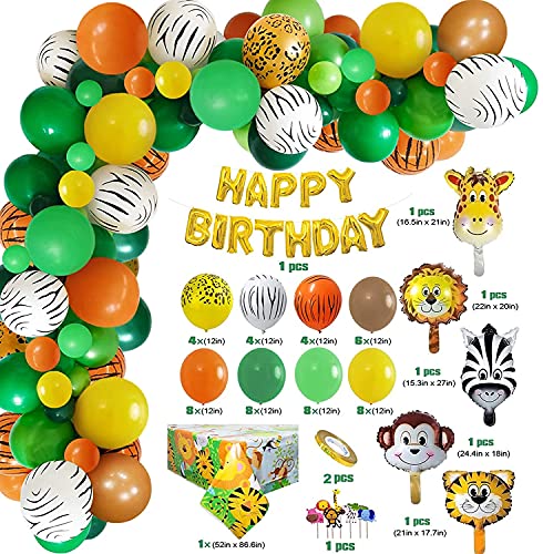 Globos Decoraciones Cumpleaños Selva,Fiesta Cumpleaños Animales Safari de Latex y Safari Bosque Animal globos para Niño Cumpleaños Baby Shower Decoración Reutilizables