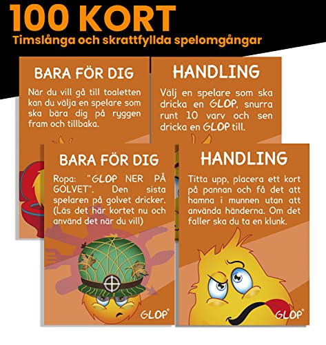 Glop Game - Brädspel Vuxen - Drickspel för Fest Roligt Och Spel - Spel för Vuxnas - Dryckesspel - Kortspel för Vuxna - Festkortspel - Drinking Games - 100 alltid roliga Kort