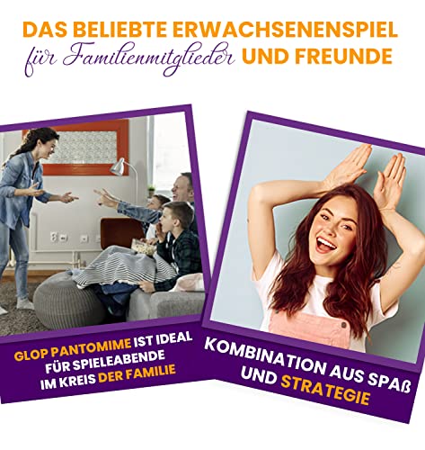 Glop Mimik - Pantomime Spiel - Brettspiele für 2-6 Teams - Partyspiel und Familienspiel AB 8 Jahren - Gesellschaftsspiele für Die Ganze Familie - Spiele für Erwachsene - Kartenspiele - Top Geschenke