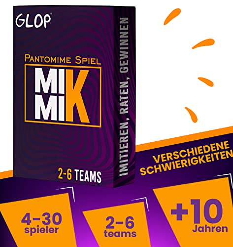 Glop Mimik - Pantomime Spiel - Brettspiele für 2-6 Teams - Partyspiel und Familienspiel AB 8 Jahren - Gesellschaftsspiele für Die Ganze Familie - Spiele für Erwachsene - Kartenspiele - Top Geschenke