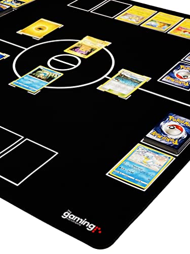 GMC Deluxe XL 2 Player Black & White Gaming Mat Compatible for Pokemon Trading Card Game Stadium Board Playmat for Compatible Pokemon Trainers - Waterproof Card Gaming Mat