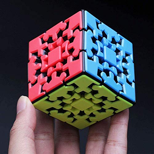 Gobus Oostifun 3x3 Gear Cube Puzzle Kungfu Cube 3D Puzzle 3x3x3 Cube Smooth Twist Puzzle Cube con Soporte para un Cubo (Multicolor sin Pegatinas)