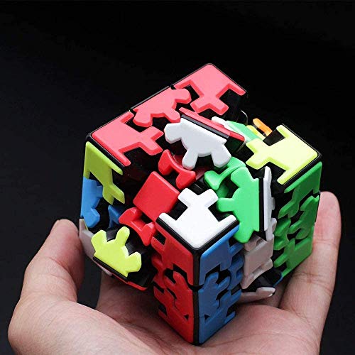 Gobus Oostifun 3x3 Gear Cube Puzzle Kungfu Cube 3D Puzzle 3x3x3 Cube Smooth Twist Puzzle Cube con Soporte para un Cubo (Multicolor sin Pegatinas)