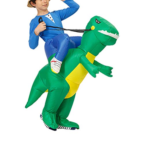 Godmoy Divertido Juego de Disfraz de Dinosaurio Inflable Montar Tyrannosaurus Rex Dinosaurio Traje de Cosplay Traje de Halloween para niños Adultos