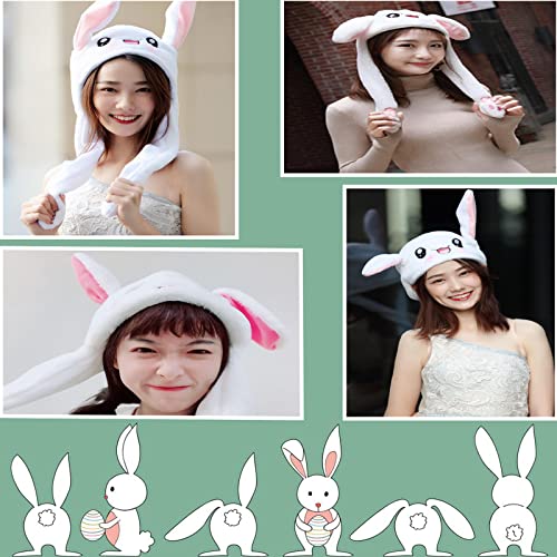 Gorro de Peluche con Orejas de , que se mueven hacia arriba y hacia abajo, exquisitos regalos de cumpleaños para juegos de rol masculinos y femeninos, sombreros de fiesta de Navidad (White)