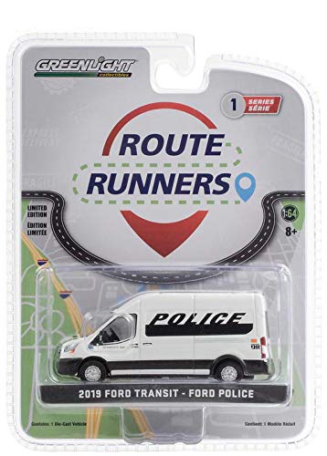 Greenlight 1:64 Route Runners Series 1-2019 Ford Transit LWB High Roof - Vehículo de transporte de prisioneros de policía Ford 53010-D