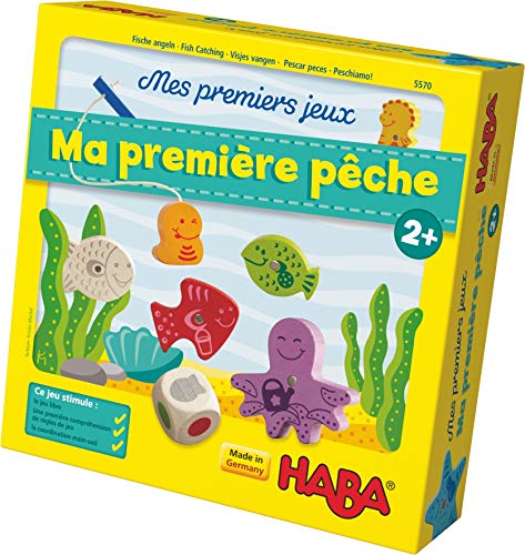 HABA Mis Primeros Juegos – Mi Primera Pesca, Juego de Pesca emocionante con Figuras de Madera Coloridas, Juego Educativo y Juguetes de Madera a Partir de 2 años, Juguetes motorizados, 4983