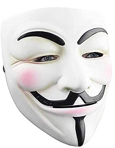 Hacker Mask V para Vendetta Máscara con Eyeliner narice Anonymous Guy Fawkes, máscara Halloween Cosplay