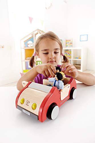 Hape Coche Familiar, Coche de Juguete de Madera para Casa de Muñecas, Accesorio Vehículo para Empujar para Completar el Conjunto de Muebles para Casa de Muñecas