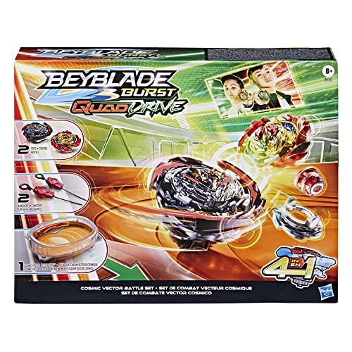 Hasbro Beyblade Burst QuadDrive - Set de Combate Cosmic Vector, areno Beystadium, 2 topías y 2 lanzadores, a Partir de 8 años, Multicolor, Talla única (F3334EU4)