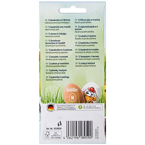 Heitmann Eierfarben - Banderole Crazy Eggs - 12 mangas en 4 diseños.