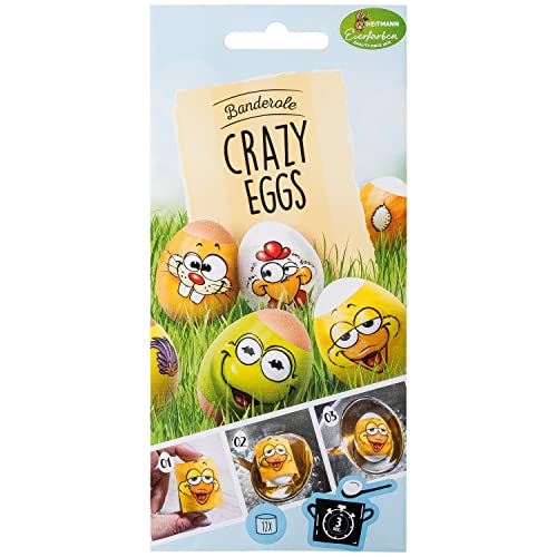 Heitmann Eierfarben - Banderole Crazy Eggs - 12 mangas en 4 diseños.