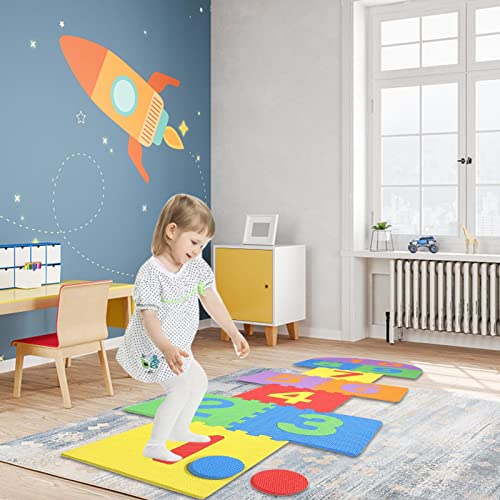 HJKJ Hopscotch - Alfombra de juego con números de Hopscotch, tapete de rompecabezas de Hopscotch, tapete de espuma suave, diseño de números de rompecabezas, tapete de juego de Hopscotch para interio