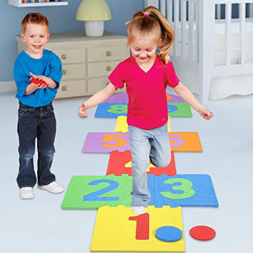 HJKJ Hopscotch - Alfombra de juego con números de Hopscotch, tapete de rompecabezas de Hopscotch, tapete de espuma suave, diseño de números de rompecabezas, tapete de juego de Hopscotch para interio