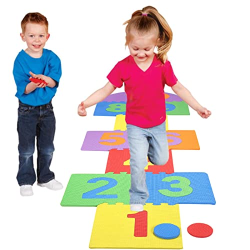 HJKJ Hopscotch - Alfombra de juego con números de Hopscotch, tapete de rompecabezas de Hopscotch, tapete de espuma suave, diseño de números de rompecabezas, tapete de juego de Hopscotch para interio