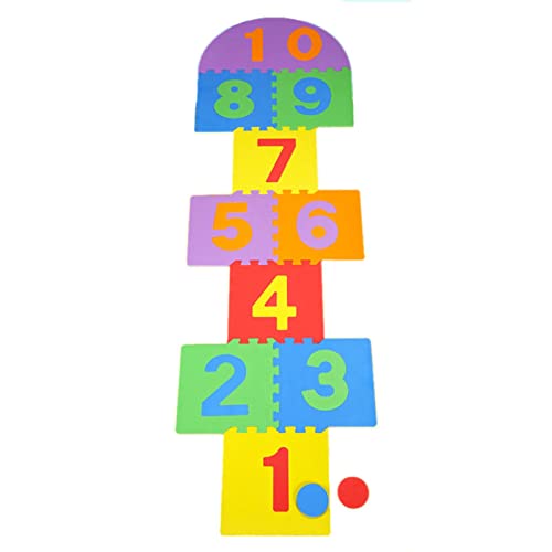 HJKJ Hopscotch - Alfombra de juego con números de Hopscotch, tapete de rompecabezas de Hopscotch, tapete de espuma suave, diseño de números de rompecabezas, tapete de juego de Hopscotch para interio