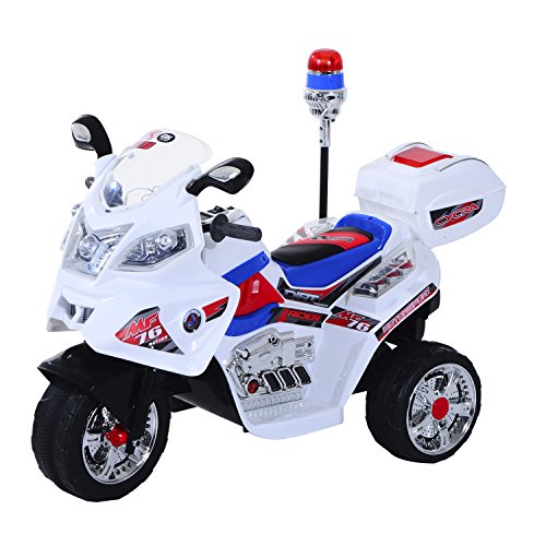 HOMCOM Moto Eléctrica Infantil Batería 6V Niños 3-8 años Coche Triciclo Niño con Caja de Almacenamiento Metal 112x51x73cm