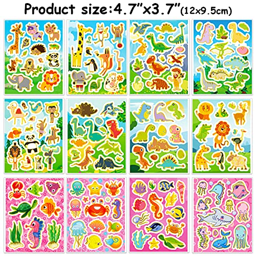 HOWAF 330+ Purpurina Pegatinas para Infantiles Niños Manualidades Pegatinas, DIY Scrapbooking Pegatinas Artesanía, Animales Pegatinas Dinosaurios Vida Marina Animales Stickers Infantiles Niños