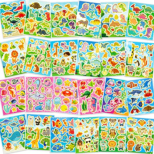 HOWAF 330+ Purpurina Pegatinas para Infantiles Niños Manualidades Pegatinas, DIY Scrapbooking Pegatinas Artesanía, Animales Pegatinas Dinosaurios Vida Marina Animales Stickers Infantiles Niños