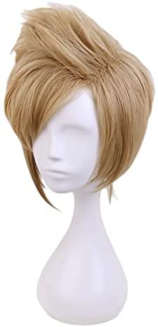 HTDYLHH Belles perruques, Juego Ff15 Fantasía Final XV PRIMO ARGENTUM ARGENTUM RODANDO CORTO RUBIA RUBIA RUBIA FIBRA DE FIBER PELUCE PELUCA ANIME COSPLAY PELO DE COSTURA pour une utilisation quotidien