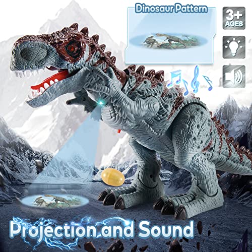 HYAKIDS Grande Dinosaurios Juguetes para Niños, Electrónico Realista Figura T Rex Juguete de Dinosaurio Camina Proyección Luz y Sonido Rugiente Regalos Navidad para Niños Niñas