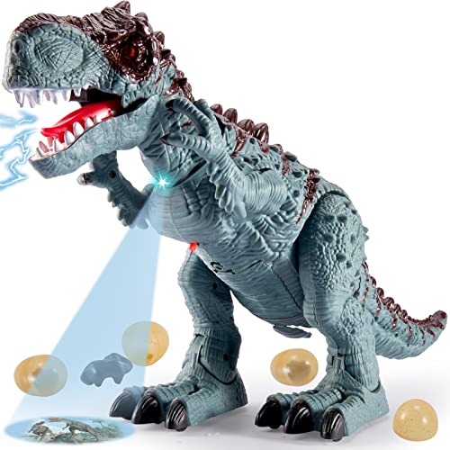 HYAKIDS Grande Dinosaurios Juguetes para Niños, Electrónico Realista Figura T Rex Juguete de Dinosaurio Camina Proyección Luz y Sonido Rugiente Regalos Navidad para Niños Niñas