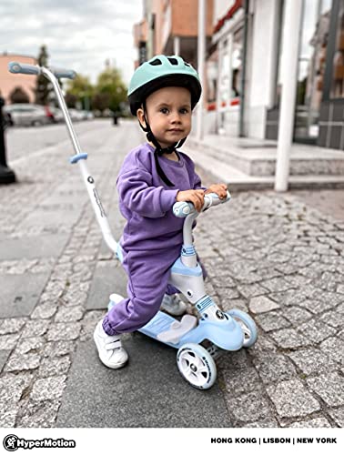 HyperMotion, Patinete Infantil para los más Pequeños, Patinete Multifunción, Patineta de Balance, Patinete para Niñas y Niños, Patinete con Asiento, 3 Ruedas, Modo de Cochecito, Azul