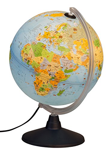 Idena 22059 - Globo Luminoso con imágenes de Animales, con iluminación LED e Interruptor de Encendido/Apagado, diámetro Aprox. 30 cm, Imagen de Mapa político