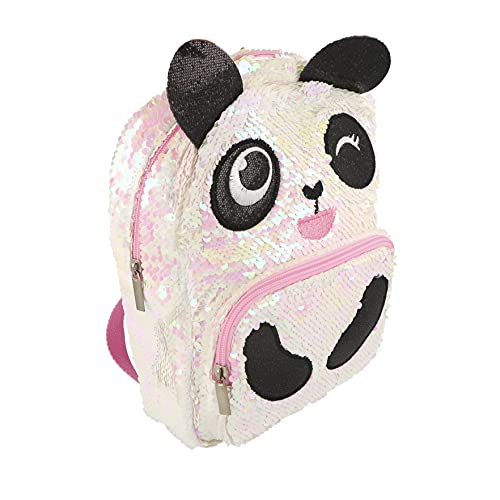 Inca. Mochila casual niña. Mochila viaje. Mochila lentejuelas para niña. Forma de oso panda. 2 bolsillos con cremallera para mayor comodidad