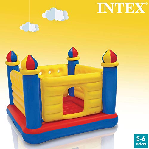 Intex 48259NP - Castillo hinchable INTEX, 175x175x135 cm, suelo hinchable, Para 2 niños, Peso máximo 45 Kg, Color rojo, amarillo y azul, Castillos hinchables infantiles