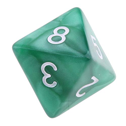 Inzopo 10 dados poliédricos D8 de 8 caras para juegos de mesa de calabozos y dragones, color verde, talla única