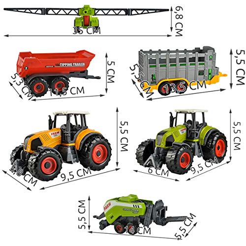 ISO TRADE Farm - Juego de 6 artefactos agrícolas para niños tractores remolques