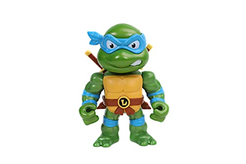 Jada - Figura Leonardo de Tortugas Ninja, Articulada, 10 cm, Realizada en Metal Fundido a Presión, 100% Licencia Oficial, Coleccionismo, para Niños a Partir de 8 Años y Adultos