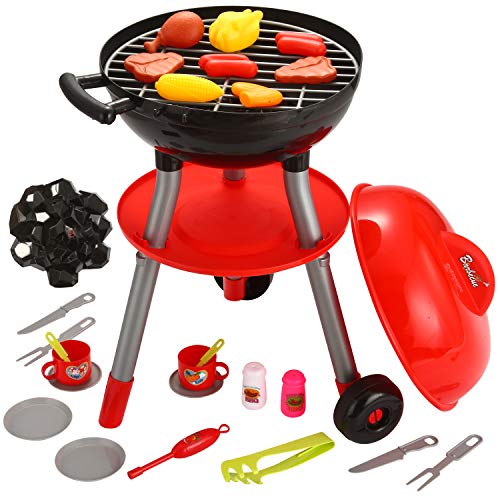 JOYIN 24 Piezas Juguete y Juego de Cocina de Pequeño Cocinero Barbacoa para Niños Juego Interactivo de Cocina con Parrilla, Juego de Cocina para niños, Juego de simulación de Cocina