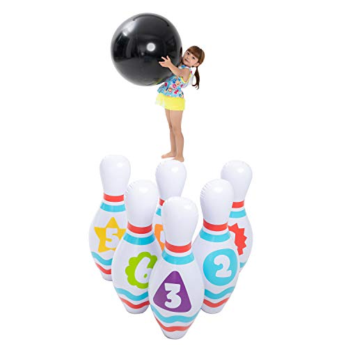 JOYIN Juego de Bolos Inflable Gigante para Niños y Adultos, Eventos del Día del Juego, Fiesta Interior y Exterior.