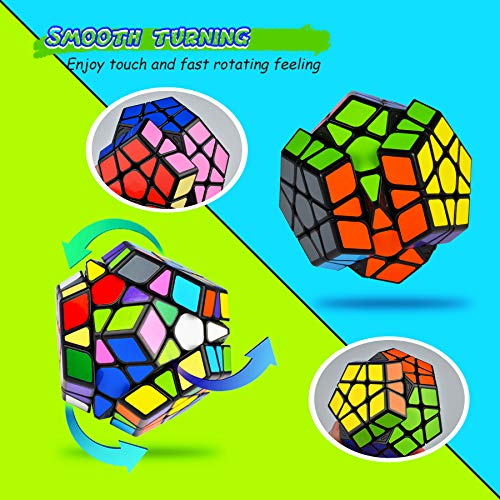 JQGO Megaminx Speed Magic Puzzle Cube, 3D Puzzle Magic Cube Toys Dodecaedro Rompecabezas Juguetes educativos para niños y Adultos, Negro