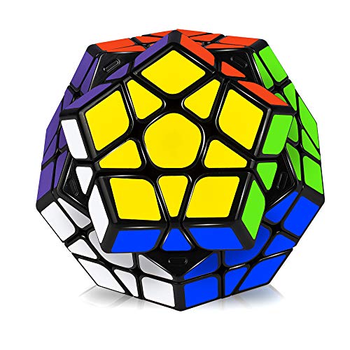 JQGO Megaminx Speed Magic Puzzle Cube, 3D Puzzle Magic Cube Toys Dodecaedro Rompecabezas Juguetes educativos para niños y Adultos, Negro